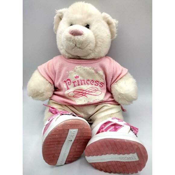 Build A Bear Princess White Teddy Pink Shirt Pink Skechers Shoes White Shorts Pl - Picture 3 of 15